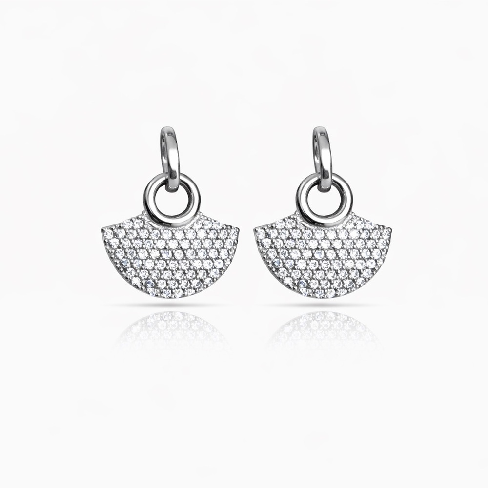 ⚜️ Minimalist Silver Pave Earrings